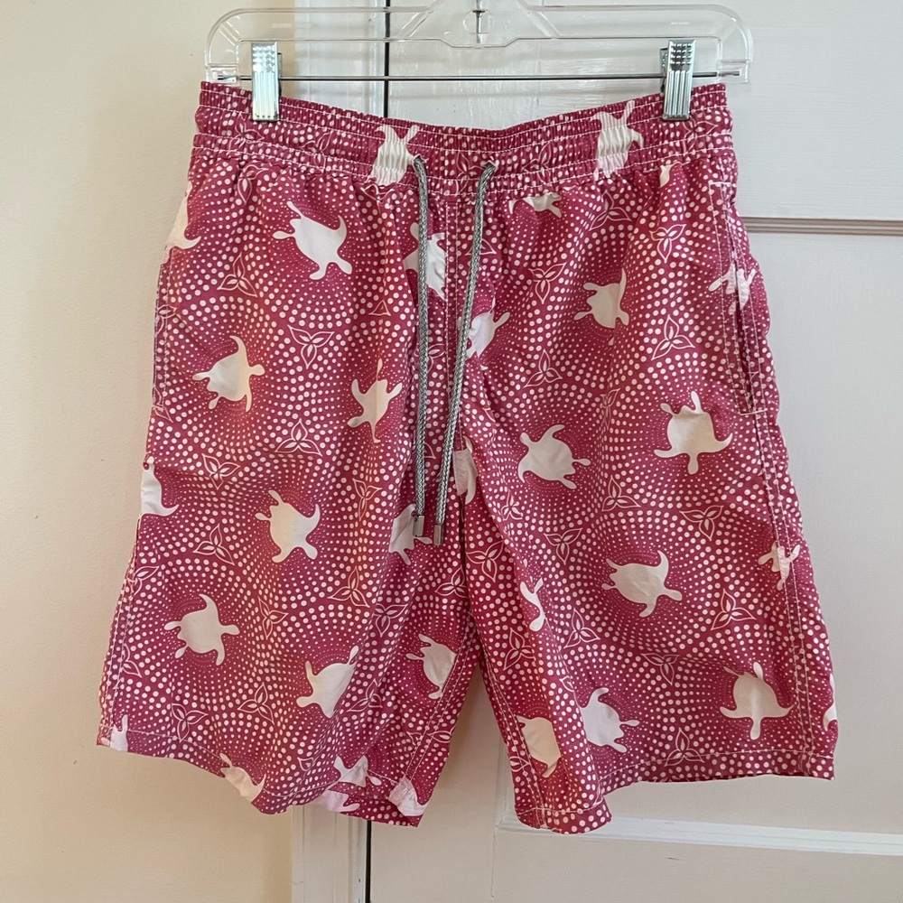 Vilebrequin Men's Red Turtle Print Swim Shorts